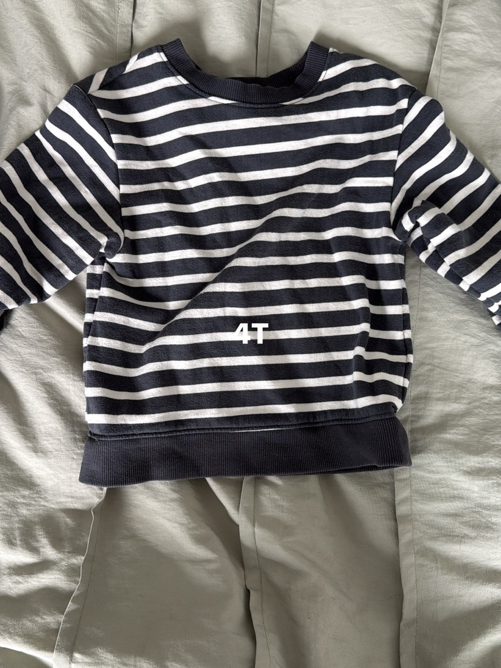Striped Navy and White Kids Crewneck Sweatshirt